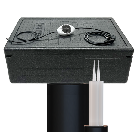 Kartuschen-Heizbox für bis zu 10 Kartuschen oder Folienbeutel, 200 Watt Leistung, bis 75 °C einstellbar, ideal für Handwerk und Industrie.